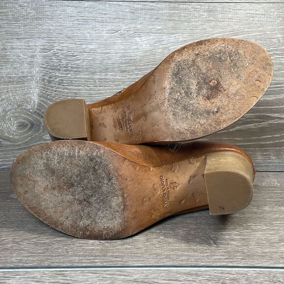 Steven by Steve Madden Cognac Leather Women’s Sz 7.5/EU 38 Peep Toe Heel Booties - Picture 8 of 12